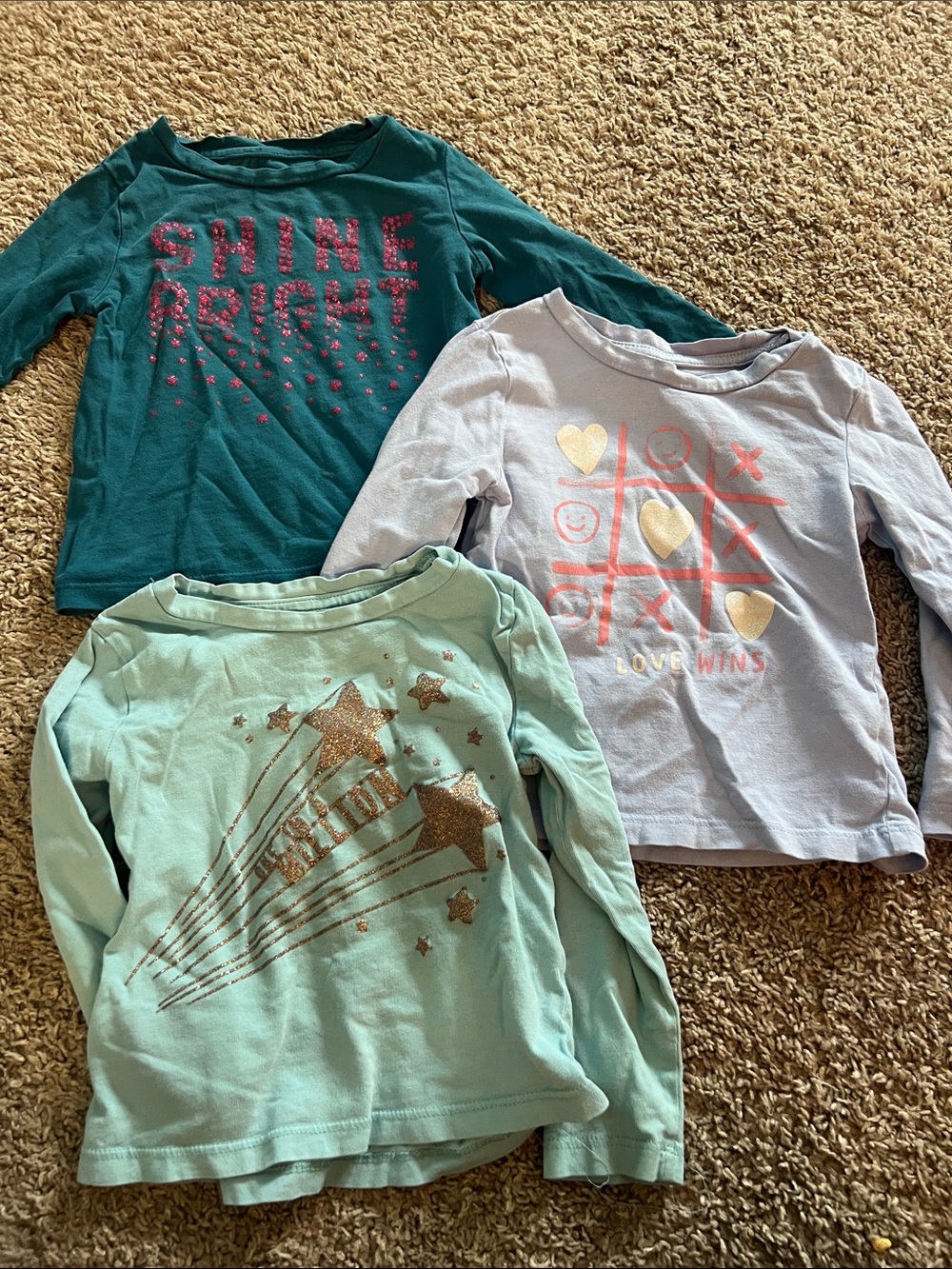 Joe Fresh Long-Sleeve Tees - Teal, Light Purple & Mint 3-Pack